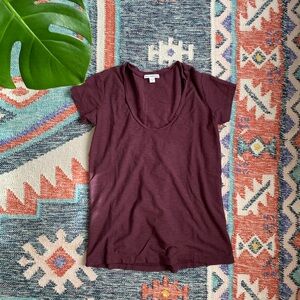 James Perse scoop neck slub knit tee, size 0/XS